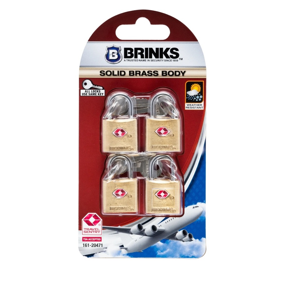 Brinks Luggage Security Locks with Keys (4 pk)